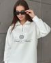 "Luxury Velvet Half-Zip Sweatshirt – Women’s High-End Letter Print Top (White) – Winter-Ready Fleece Lining (S-XXL)"_ecoleips.com
