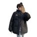 Plus Size Winter Puffer Coat For Women – Thickened Slimming Short Jacket, Korean Style Princess Sleeve Zip-Up Quilted Outerwear (Blue/Black)_ecoleips.com