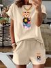 Women’s 2 Piece Outfit Set – Oversized Graphic T-Shirt And Biker Shorts Matching Set, Casual Summer Lounge Tracksuit For Daily Wear-320_ecoleips.com