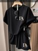 Women's Clothing Hot Selling Women's Fashion Casual Printed Round Neck Mid Length Top Shorts Two Piece Set_ecoleips.com