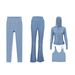 Women's Slim Fit Four Piece Set Hooded Jacket U Shaped Vest Flared Pants Cropped Pants Elastic Fit Sportswear_ecoleips.com