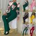 Women's Clothing Leisure Suits Printed Stand Up Collar Long Sleeved Shirt Top Wide Leg Pants Two Piece Suit_ecoleips.com