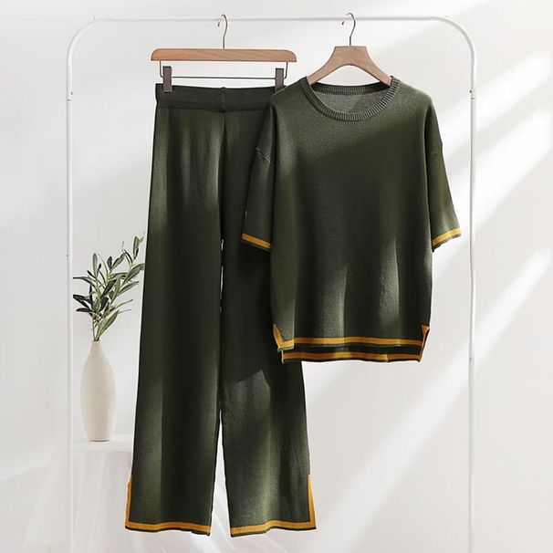 Trendy 3D Print Knit Two-Piece Set - Loose Fit Sleeveless Top & Split Hem Pants | Streetwear Outfit | Spring Collection_ecoleips.com