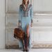 Women's Retro Ethnic Style Tassel Floral Zipper Dress Long Skirt Spring Autumn_ecoleips.com
