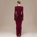 Elegant Solid Color Women's Bodycon Dress Long Sleeved Slim Fit Pleated European American Style For Autumn Winter New Socialite Style_ecoleips.com