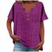 2026 Spring/Summer Women's Cotton/Linen Casual Fashionable, Versatile, Loose-Fitting Short-Sleeved Top With Buttons_ecoleips.com