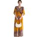 Ethnic V-neck Cotton Short Sleeve French Thai Style For Women Summer Printed Pastoral Dress Vacation Outfit_ecoleips.com