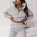 Women's Clothing Fashion Solid Color Commuter Casual Stand Collar Sweater Trousers Set Two Piece Set_ecoleips.com