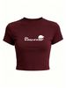Women's Fashion Cropped Tee, Stylish Streetwear Short Top For Outdoor & Daily Look_ecoleips.com