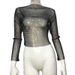 Women’s Clothing Glittery Look Light Luxury High End Rhinestone Fishing Net Round Neck Long Sleeved T Shirt Trendy Fashion Diamond Tops_ecoleips.com