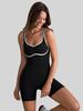 Women's Seamless U Shaped Bodysuit Color Blocking Slimming And Flattering Spring Summer Outdoor Running Fitness Sportswear_ecoleips.com