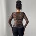 Autumn 2026 Women's Transparent Mesh T-Shirt Leopard Print Round Neck Long Sleeve Slim Fit For European And American Independent Websites_ecoleips.com