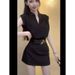 Short Skirt Set For Women Fashion Summer 2025 Thin Slimming V-Neck T-Shirt Women's Outerwear Solid Color Sleeveless Top_ecoleips.com