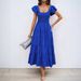 2024 Cross-Border European And American Summer Women's Casual Square-Neck Printed Pleated Ruffle-Sleeve Dress, Flowing_ecoleips.com