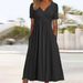 Women's Clothing Summer New Short Sleeved Dress Women's Clothing Personality Dress V Neck_ecoleips.com