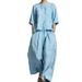 Women's Casual Linen-Blend Shirt And Wide-Leg Pants Set - Breathable Comfort Two-Piece Outfit_ecoleips.com