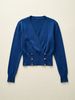 Women Lightweight Breathable Wrap V Neck Knit Top Long Sleeve Gold Button Slim Cropped Knit Blouse_ecoleips.com