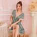 Ice Ribbon Chest Pad Sexy Lace Loungewear Women's Dress Temperament Pajamas_ecoleips.com