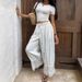 Women's Clothing Bohemian Style Wide Leg Pants Elastic Waistband Loose Fit Comfortable All Year Round Travel Suitable Women's Bottoms_ecoleips.com