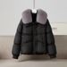 Women's Winter Short Puffer Jacket With Faux Fur Trim - Cozy Fleece Lined Outerwear For Casual & Street Style_ecoleips.com