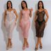 Women's Clothing V Neck See Through Sequin Dress Slim Long Skirt With Underwear Women's Clothing_ecoleips.com