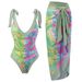 Popular Swimwear In Stock: Sexy One-piece Printed Swimsuit For Women, European And American Two-piece Set With Lace-up_ecoleips.com