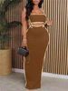 Women's Clothing Sexy Tube Top And Suspender Hollow Long Dress Suit New Fashion Belly Revealing Slim Suit_ecoleips.com