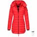 Women's Slim Fit Long Puffer Coat With Hood - Warm Quilted Down Alternative Jacket For Winter (Black, Navy, Yellow, Red, Khaki, Olive, Gray)_ecoleips.com