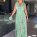 Women Off Shoulder Backless Printed Chiffon Dress Elegant Summer Vacation Flowy Beach Casual A Line Dress_ecoleips.com