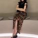 High-end Design Leopard Print For Women With Slit Long Skirt And Slimming Hollow-out Short Top Summer Two-piece Set_ecoleips.com
