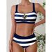 Women's Clothing Large Size Split Tube Top Striped Print Bikini Swimsuit_ecoleips.com