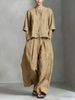 3D Textured Linen Lounge Set Oversized Top Wide-Leg Pants Women's Clothing S-4XL 6 Earth Tones_ecoleips.com