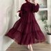 Elegant Long Dress With Lace Belt – Modest Flowy Maxi Dress For Women, Soft Solid Color & Feminine Details_ecoleips.com
