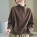 K Half-zipped Turtleneck Sweatshirt For Women; Fashionable Long-sleeved Pullover Casual Top For Women; Loose Plus-size Women' Wear For Outerwear_ecoleips.com