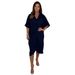 Women's Casual Loose Raglan Sleeve Dress Solid Color Irregular Knot Summer_ecoleips.com