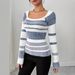 Colorblock Striped Knit Sweater – Women’s Long Sleeve Crewneck Pullover (S-XL, Polyester Blend, Soft & Breathable Everyday Essential)_ecoleips.com
