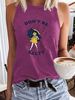 Simple Casual Loose Women's Printed Tank Top Cross-Border Round Neck Wholesale Umbrella Comfortable Deep Red_ecoleips.com