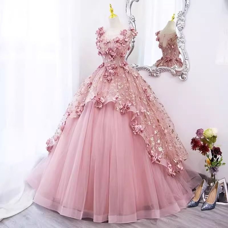 Elegant Dusty Pink A-Line Dress – High Waist Prom Gown For Graduation, Pageants & Formal Events (XS-3XL)_ecoleips.com