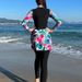 Women's Clothing Floral Print Long Sleeve Swimwear Set Women's Cover Up One Piece Swimsuit Fashionable Conservative Meat Concealing Beachwear_ecoleips.com