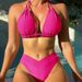 New Sexy Bikini Nylon Solid Color Swimsuit Fashion Ladies Split Swimsuit Bikini_ecoleips.com