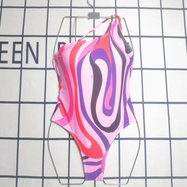 Trendy Irregular Print Sexy New Backless Women's One-Piece Swimsuit Bikini Vacation Slim Fit_ecoleips.com