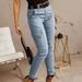 Women's Clothing Women's Mid-Waist Button Detail Trousers Style Solid Color Pockets Cuff Overalls For Formal & Casual_ecoleips.com