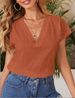 Women's Clothing New Solid Color Cotton And Linen Loose Short Sleeved V Neck Short Sleeved Shirt_ecoleips.com