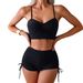 Women's Solid Color Halter Bikini Two Piece Fashion Swimsuit Oversea Warehouse_ecoleips.com