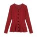 girl French Style Bow Red Sweater Autumn Winter New Year Christmas Atmosphere Outfit Inner Layer Knitted Top For Women_ecoleips.com