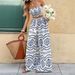Bohemian Two Piece Set Floral Print Strapless Wide Leg Pants Casual Fashionable European And American Style Resort Wear for Women_ecoleips.com