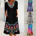 2024 New European American Women's Fashion: Trendy Printed Round-Neck Dress With Five-Sleeve And Pockets, Bestseller On_ecoleips.com
