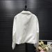 Women's V-Neck White Long Sleeve Shirt Layering Look Tunic Top Slim Fit Casual Blouse Versatile & Timeless White_ecoleips.com