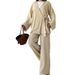 Women’s Clothing Autumn New Women's Clothing Solid Color Lace Cardigan Top Versatile Trousers Two Piece Set_ecoleips.com