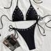 Sexy Three Piece Bikini Set Solid Color Backless Halter Neck Swimsuit for Women European American Style Cross Border Swimwear_ecoleips.com